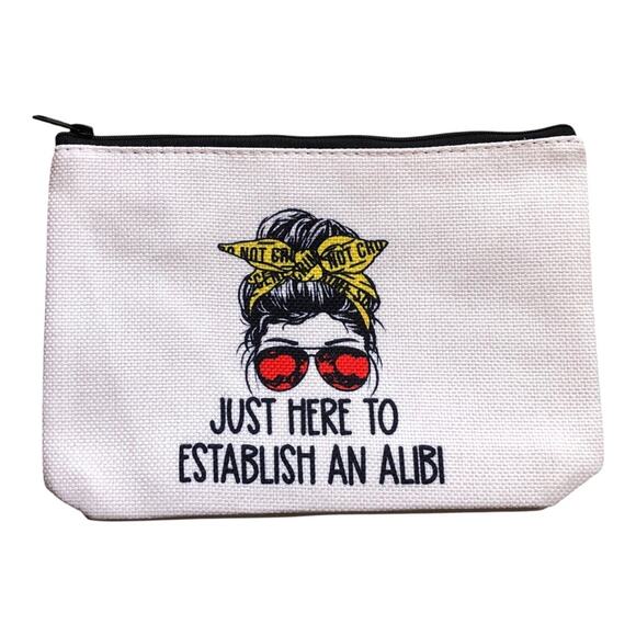 GJTIM True Crime Junkie Gift Just Here to Establish An Alibi Makeup Bag - Picture 6 of 6
